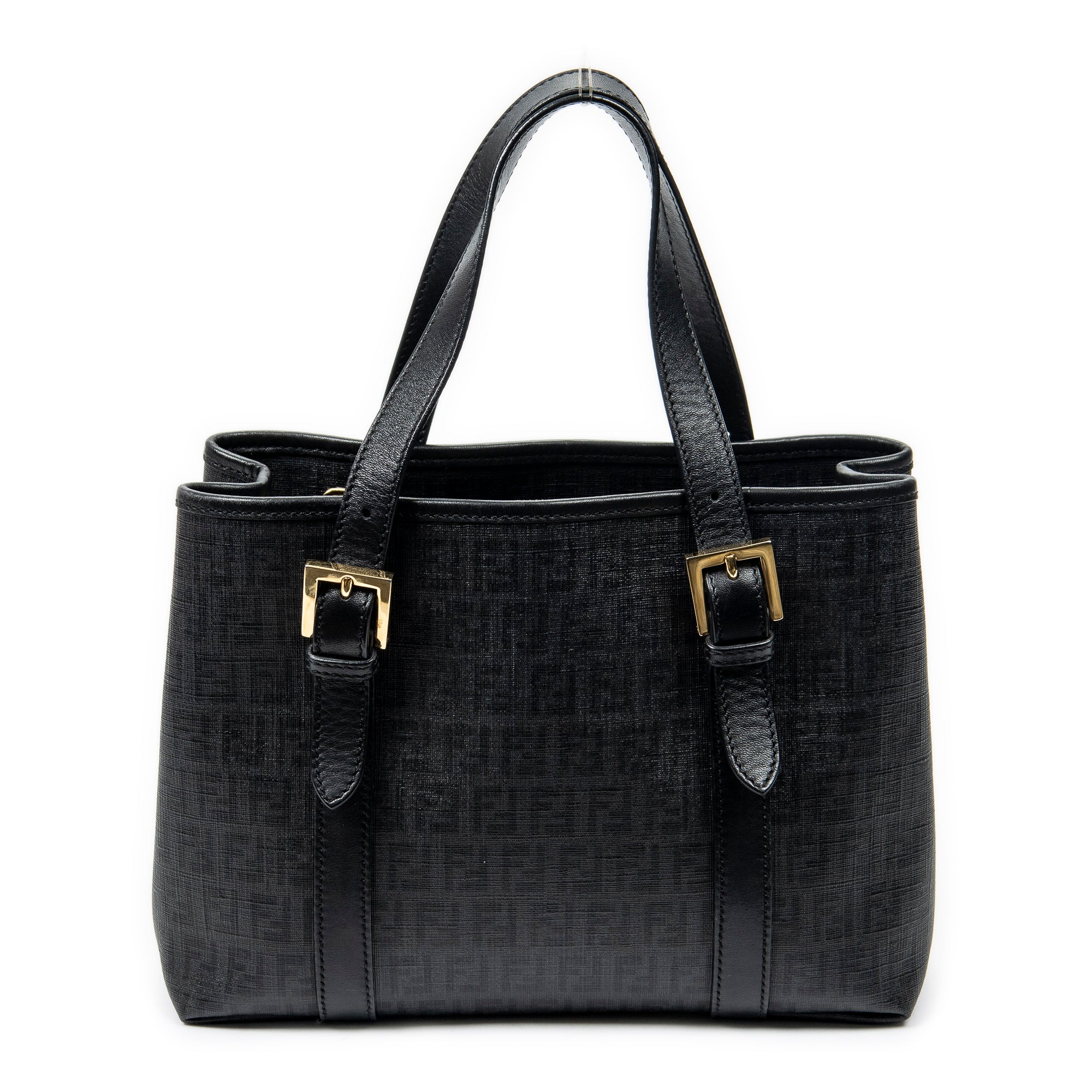 Shoulder Bag Square Open Tote Black Zucchino Spalmati Coated