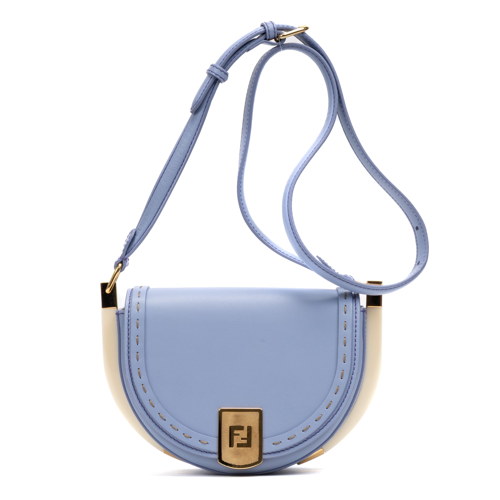 Shoulder Bag Moonlight Flap Crossbody Small Light Blue Smooth