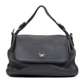 Shoulder Bag Braided Flap Shoulder Bag Black Grained Leather