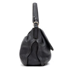 Shoulder Bag Braided Flap Shoulder Bag Black Grained Leather