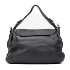 Shoulder Bag Braided Flap Shoulder Bag Black Grained Leather