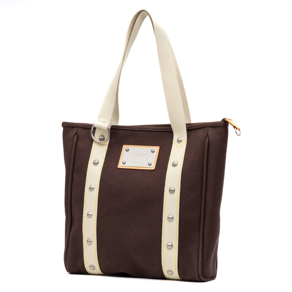 Shoulder Bag Antigua Cabas MM Brown Woven Canvas