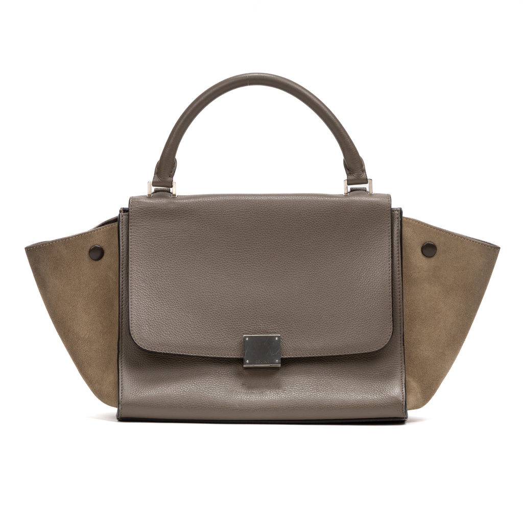 Shoulder Bag Trapeze MM Taupe Grained/Suede Leather