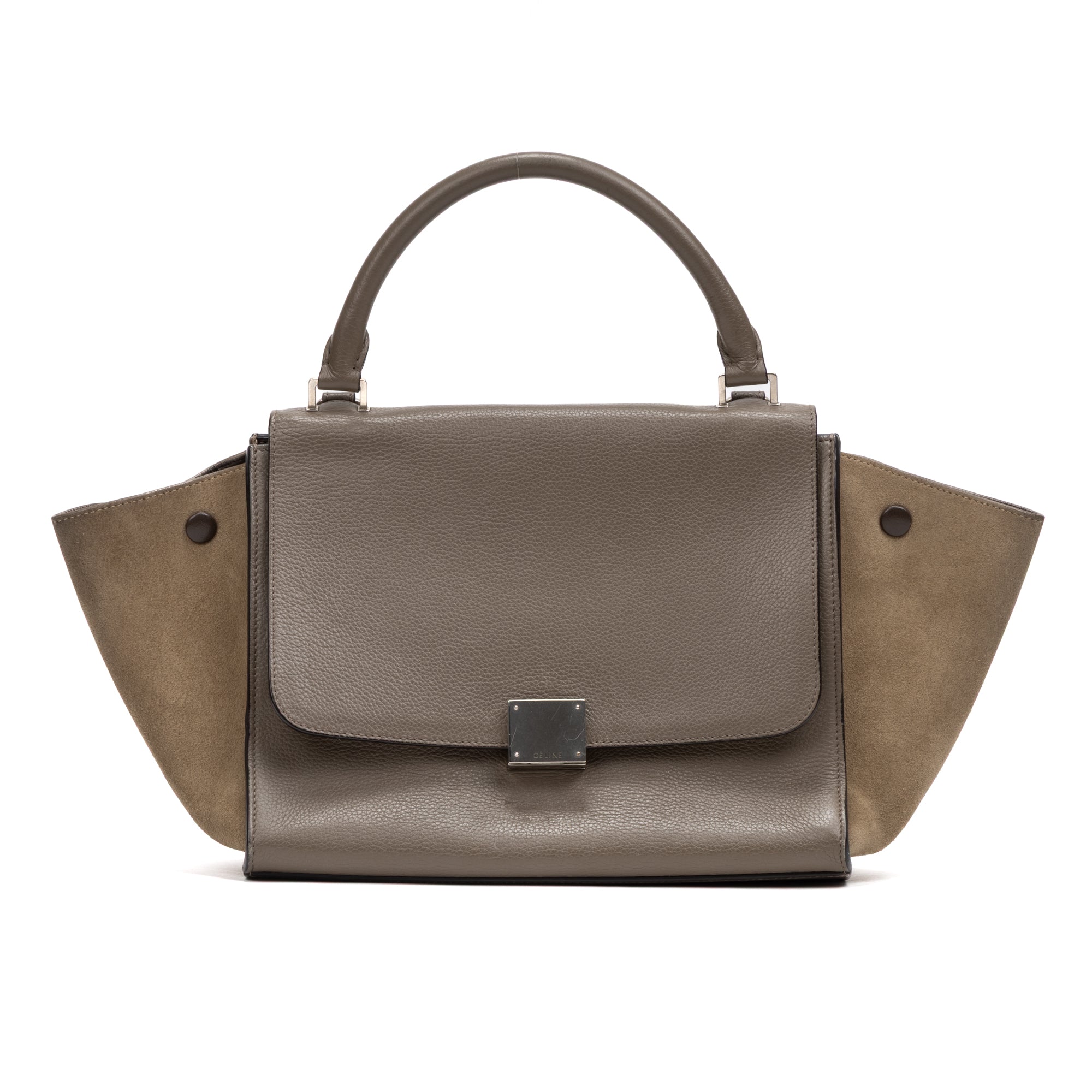 Shoulder Bag Trapeze MM Taupe Grained/Suede Leather