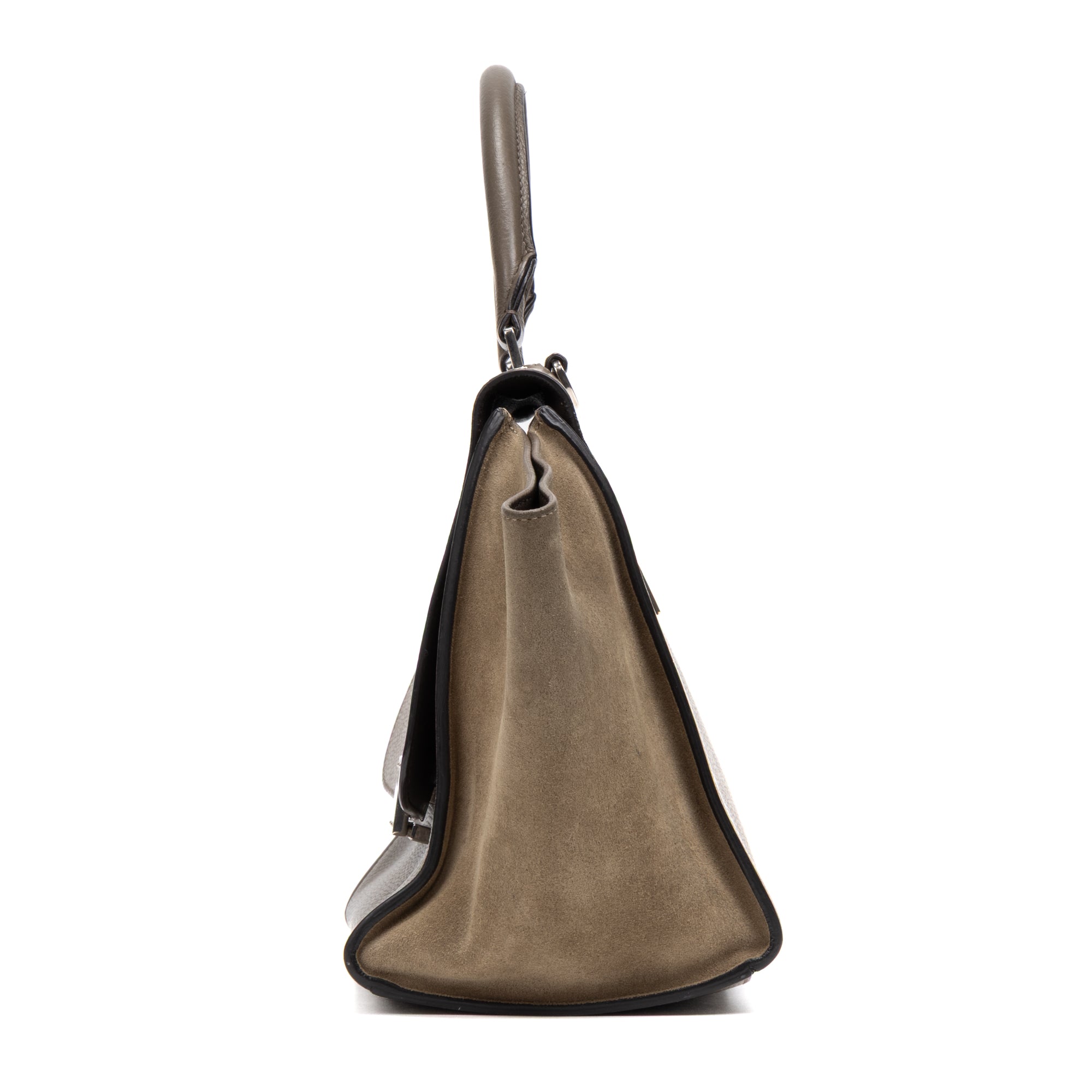 Shoulder Bag Trapeze MM Taupe Grained/Suede Leather