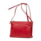Shoulder Bag Crossbody Trio Tote Red Smooth Leather
