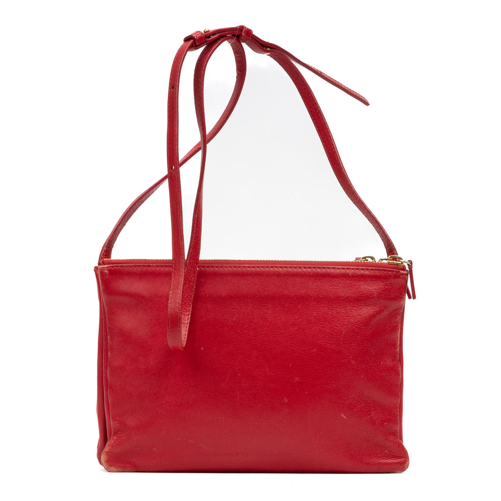 Shoulder Bag Crossbody Trio Tote Red Smooth Leather