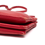 Shoulder Bag Crossbody Trio Tote Red Smooth Leather