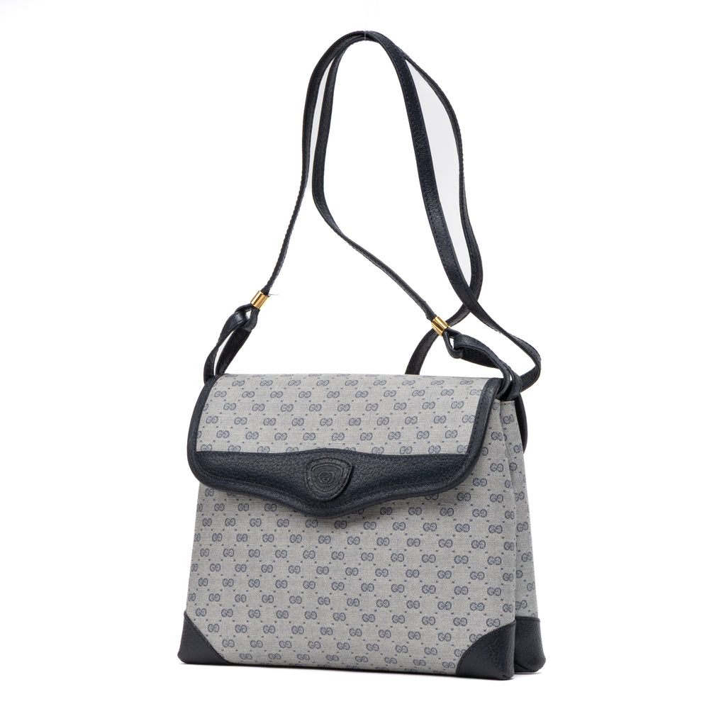 Shoulder Bag Vintage Shoulder Flap Navy Blue Micro Supreme Coated Canvas