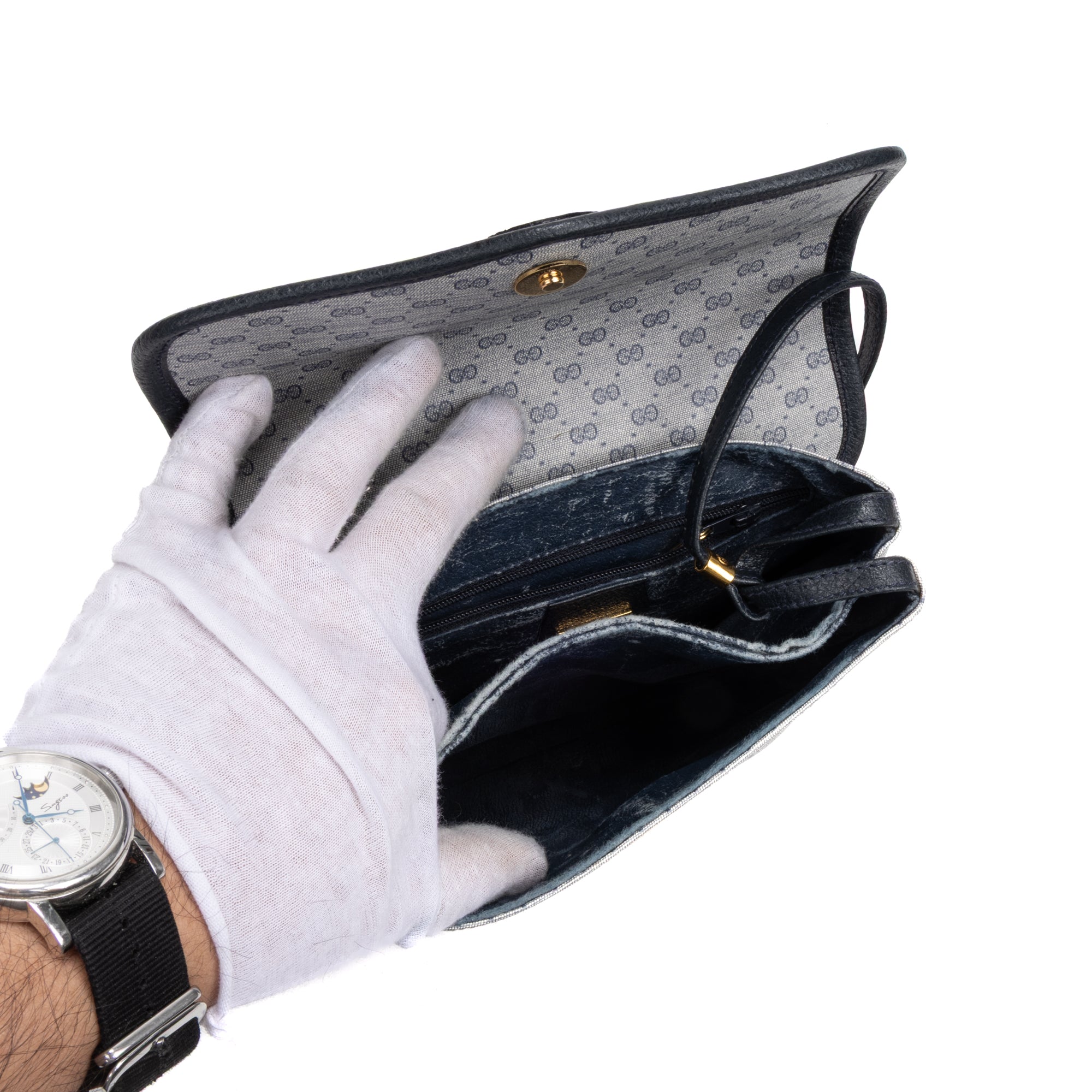 Shoulder Bag Vintage Shoulder Flap Navy Blue Micro Supreme Coated Canvas
