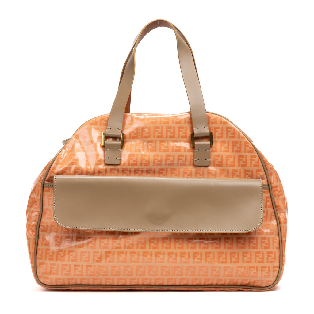 Shoulder Bag Bowling Outter Pocket Tote Pink Zucca Coated Canvas
