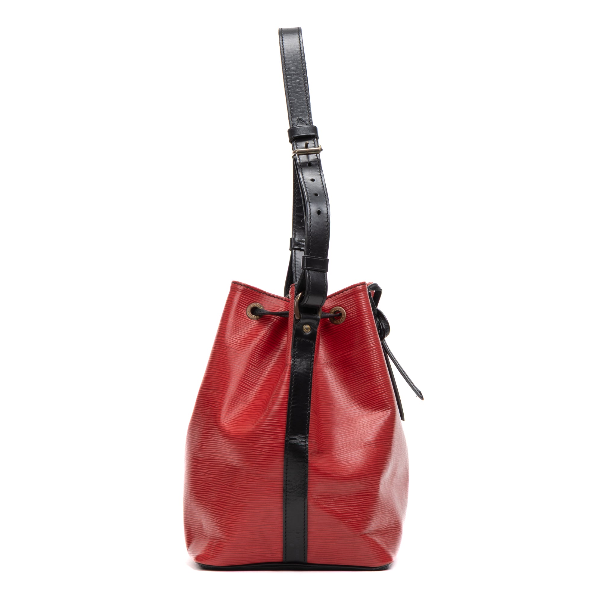 Shoulder Bag Noe Bicolor Black Stitching PM Red Epi