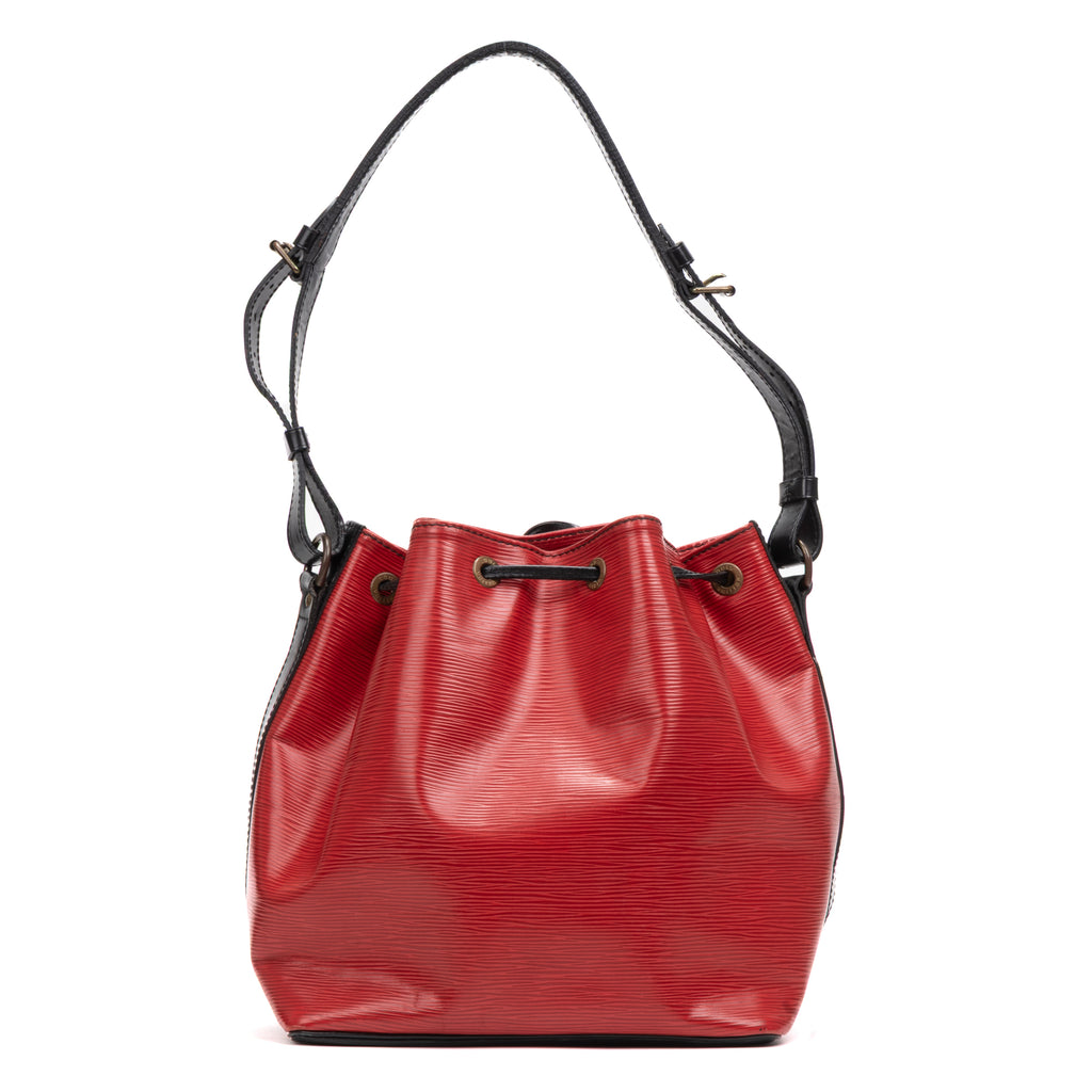 Shoulder Bag Noe Bicolor Black Stitching PM Red Epi