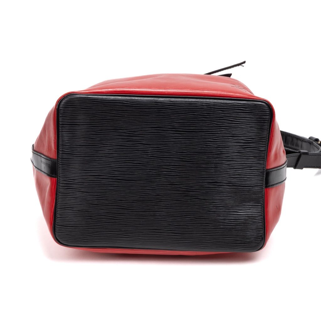 Shoulder Bag Noe Bicolor Black Stitching PM Red Epi