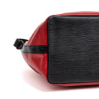 Shoulder Bag Noe Bicolor Black Stitching PM Red Epi