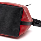 Shoulder Bag Noe Bicolor Black Stitching PM Red Epi