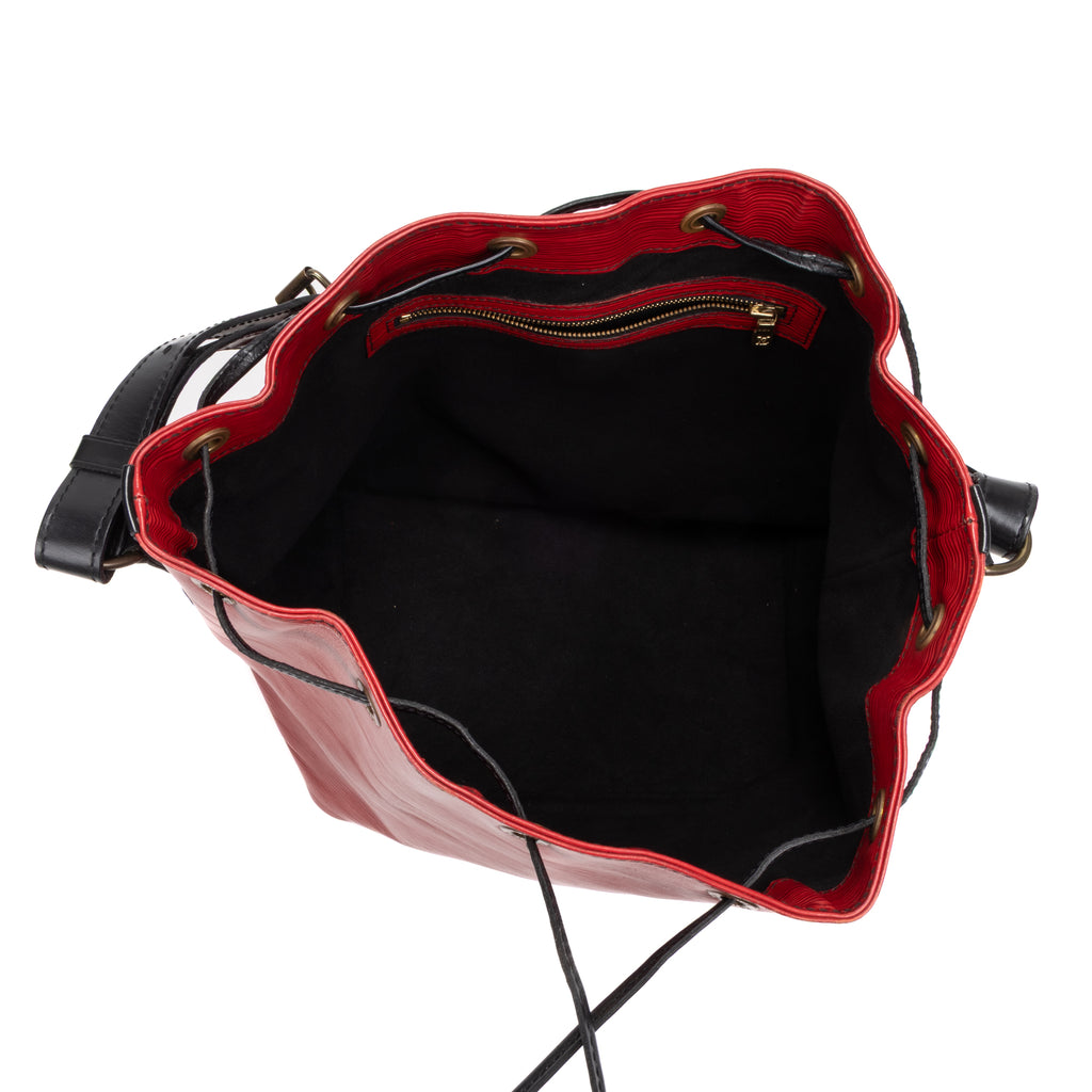 Shoulder Bag Noe Bicolor Black Stitching PM Red Epi