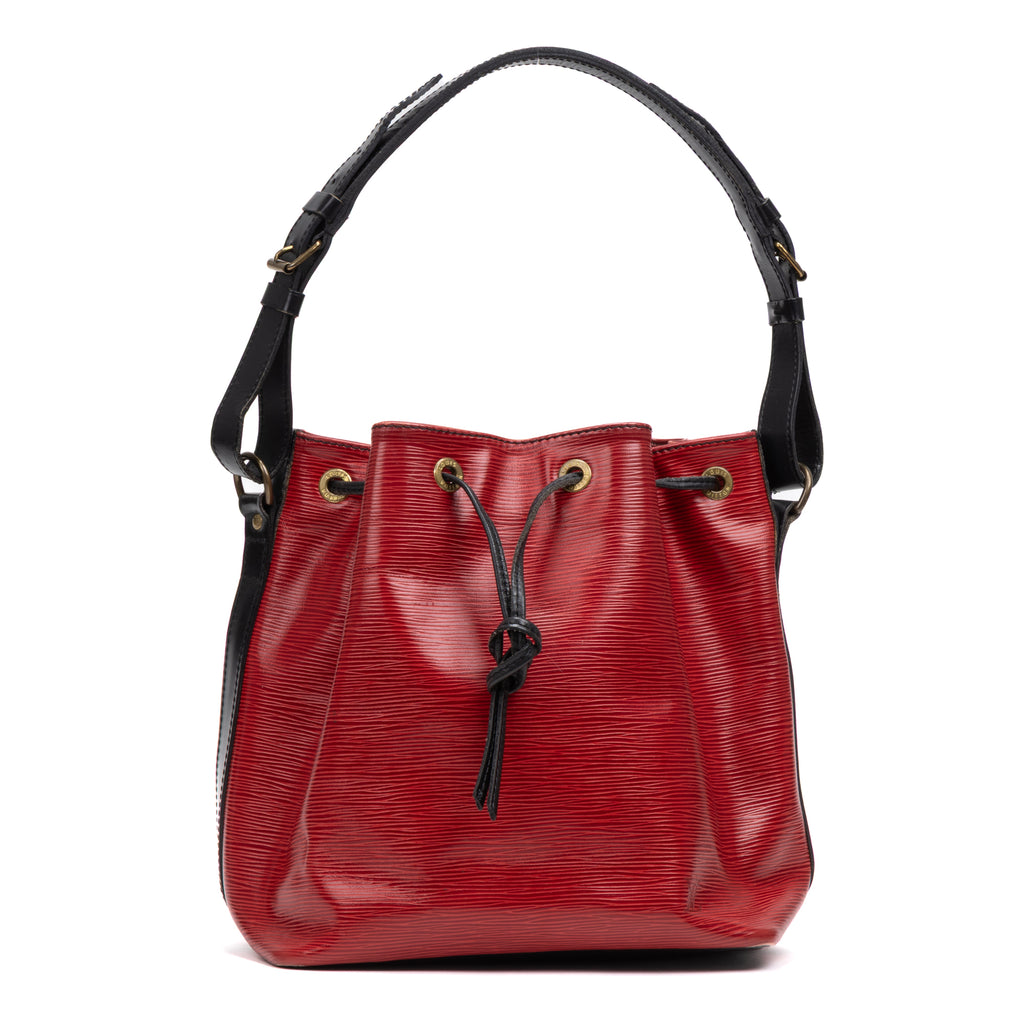 Shoulder Bag Noe Bicolor Black Stitching PM Red Epi