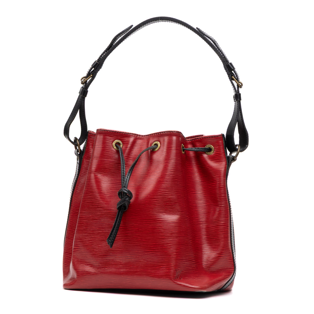 Shoulder Bag Noe Bicolor Black Stitching PM Red Epi