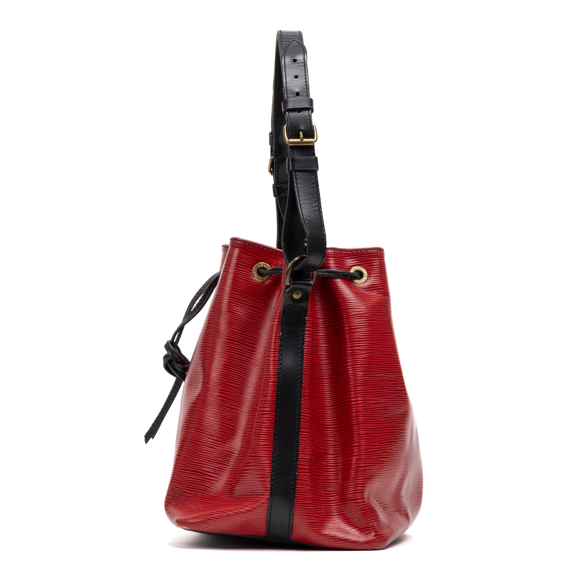 Shoulder Bag Noe Bicolor Black Stitching PM Red Epi
