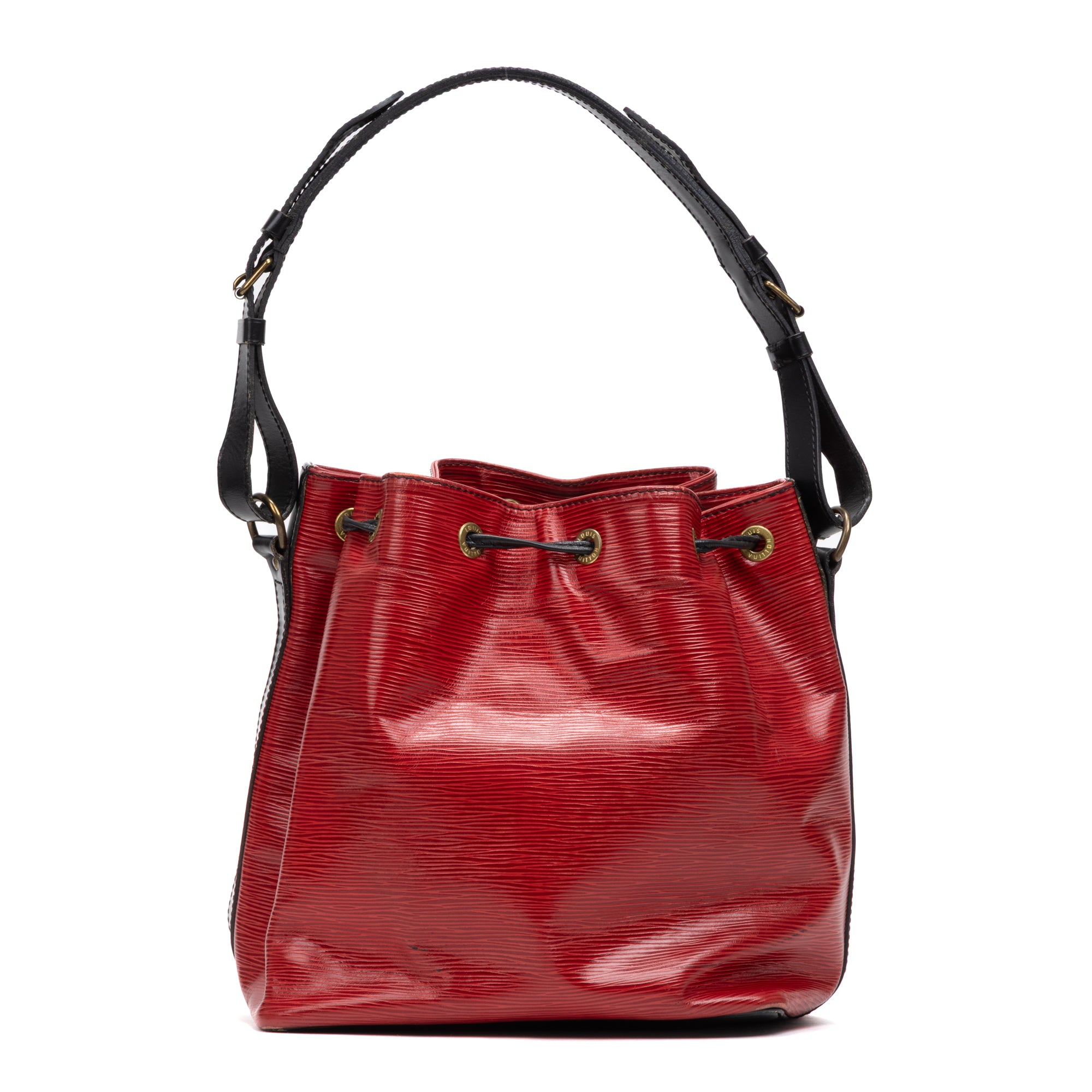 Shoulder Bag Noe Bicolor Black Stitching PM Red Epi