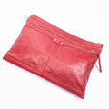 Pouch Clip L Clutch Red Lambskin Leather