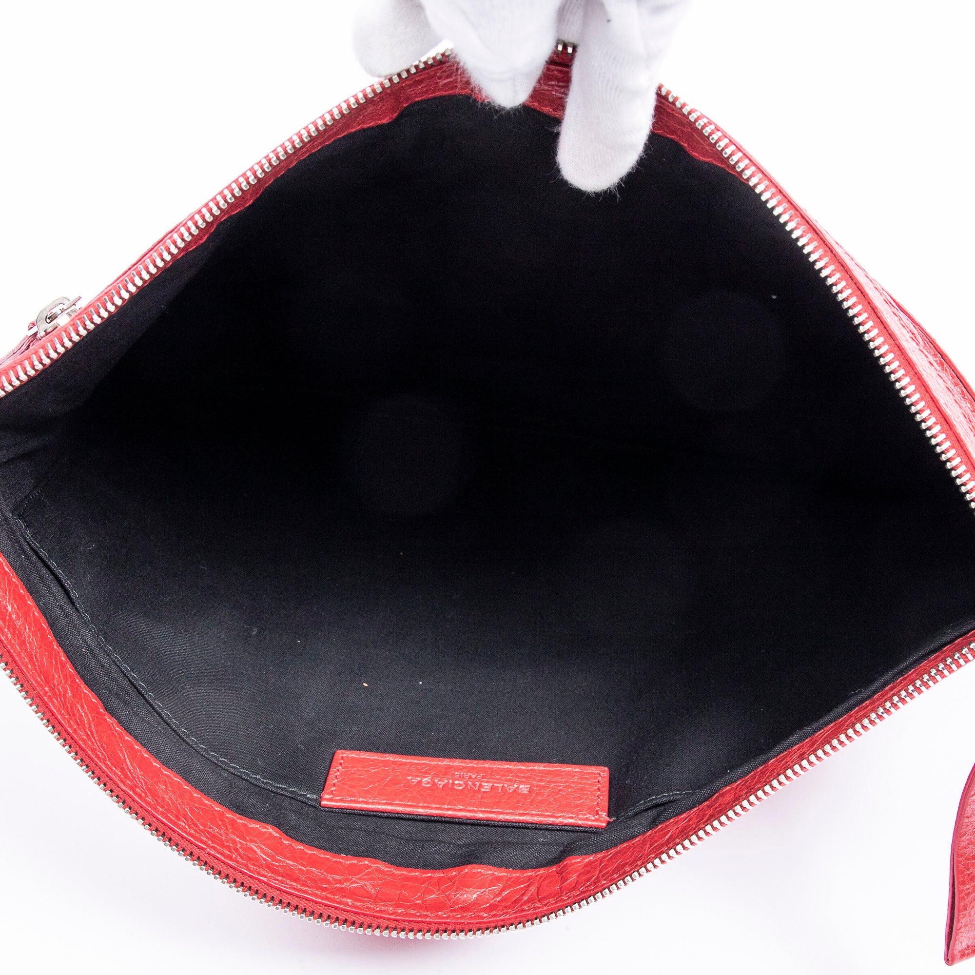 Pouch Clip L Clutch Red Lambskin Leather