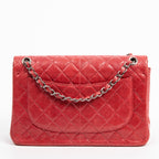 Shoulder Bag Ltd. Ed. Lizard Skin Jumbo Classic Double Flap Red Quilted Lizard Embossed Leather