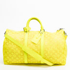 Travel Bag Ltd. Ed. Virgil Abloh Mesh Triangle Summer 2019 Keepall Bandouliere 50 Neon Yellow Monogram See Through