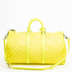 Travel Bag Ltd. Ed. Virgil Abloh Mesh Triangle Summer 2019 Keepall Bandouliere 50 Neon Yellow Monogram See Through