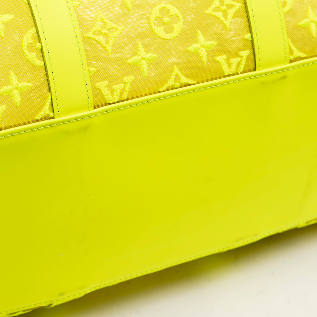 Travel Bag Ltd. Ed. Virgil Abloh Mesh Triangle Summer 2019 Keepall Bandouliere 50 Neon Yellow Monogram See Through