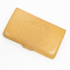 Wallet CC Long Bifold Wallet Mustard Yellow Caviar Leather