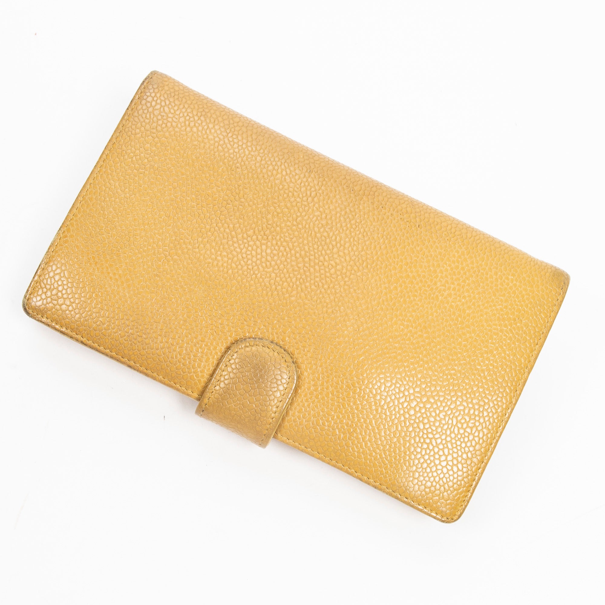 Wallet CC Long Bifold Wallet Mustard Yellow Caviar Leather