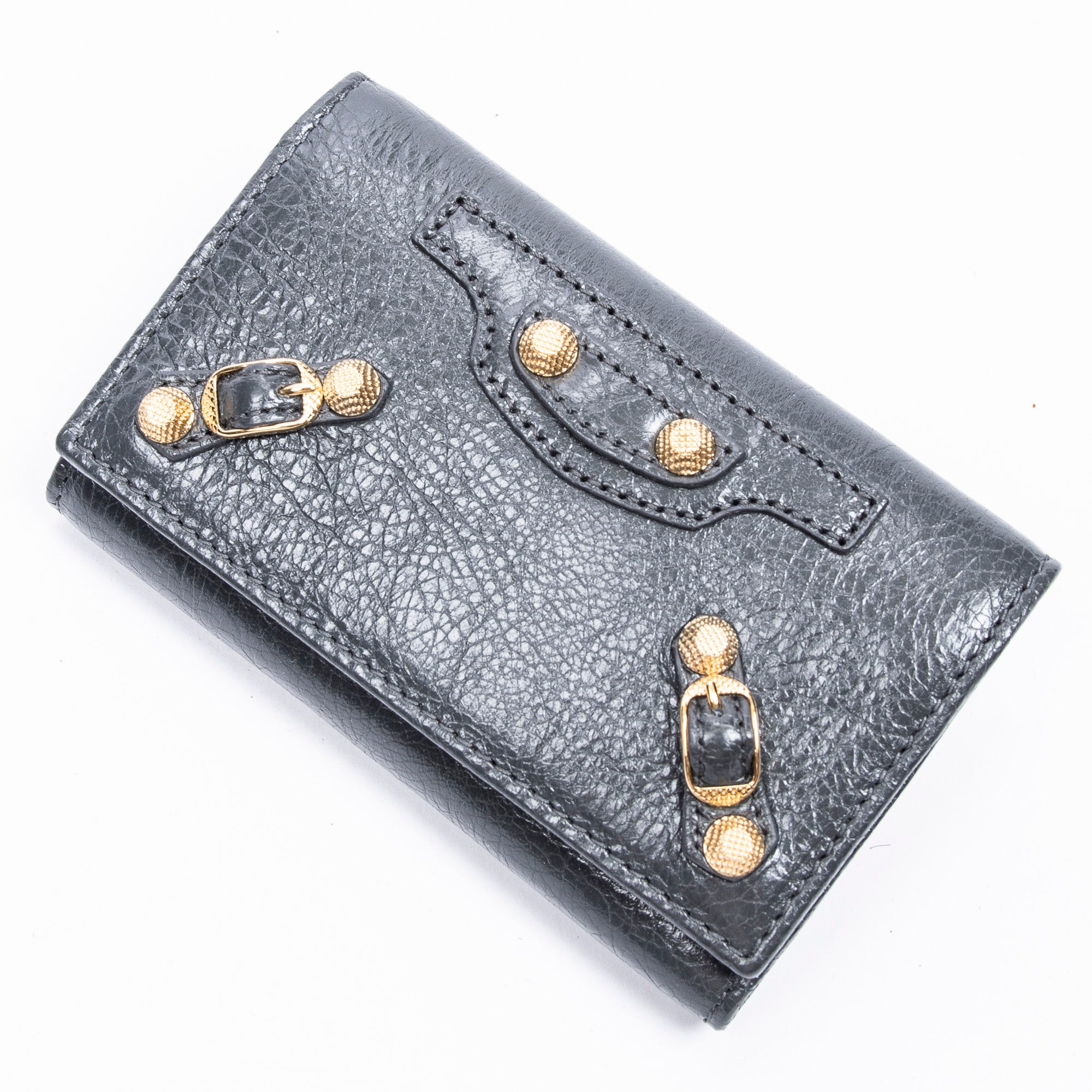 Wallet 6 Rings Classic Continental Key Holder Grey Calfskin Leather