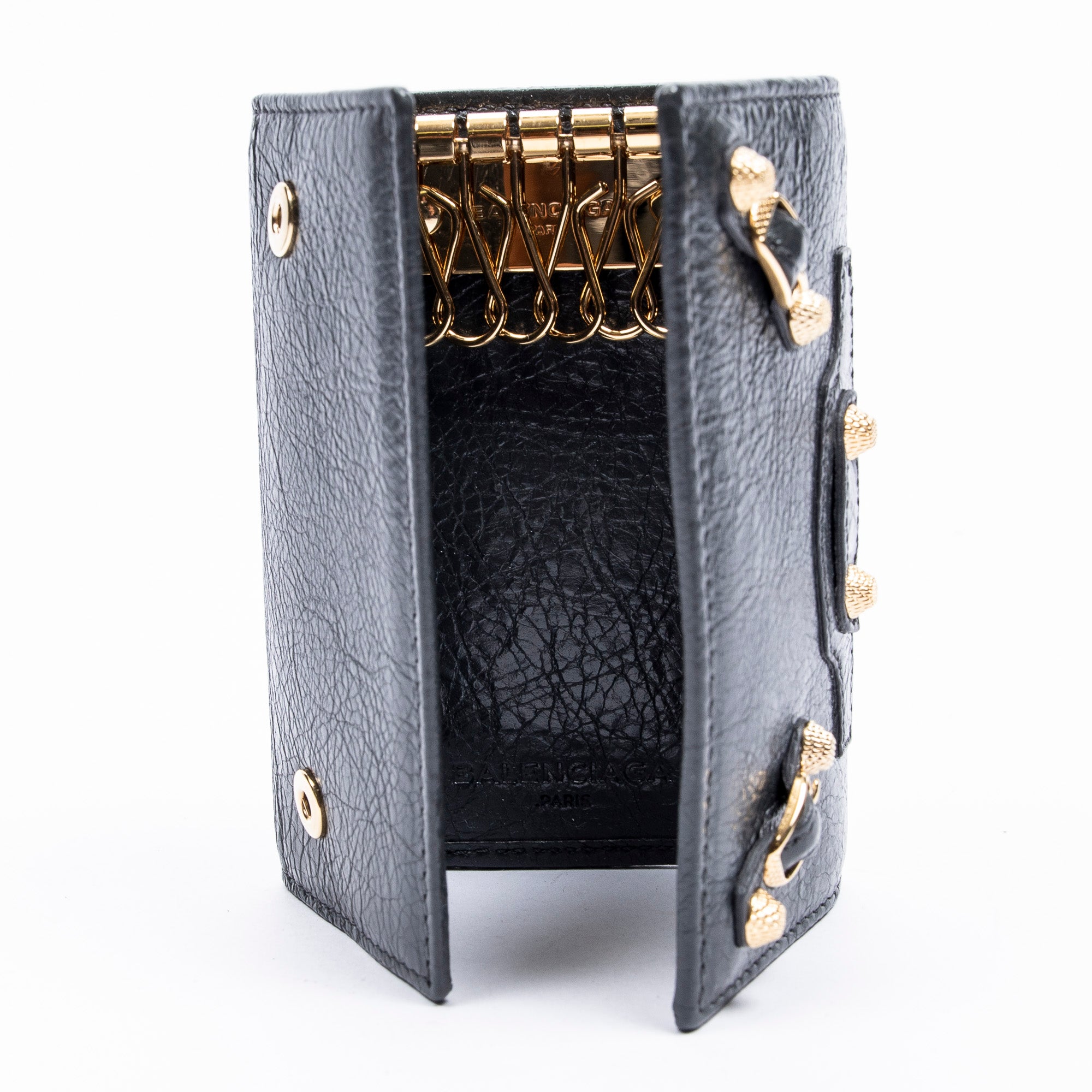 Wallet 6 Rings Classic Continental Key Holder Grey Calfskin Leather