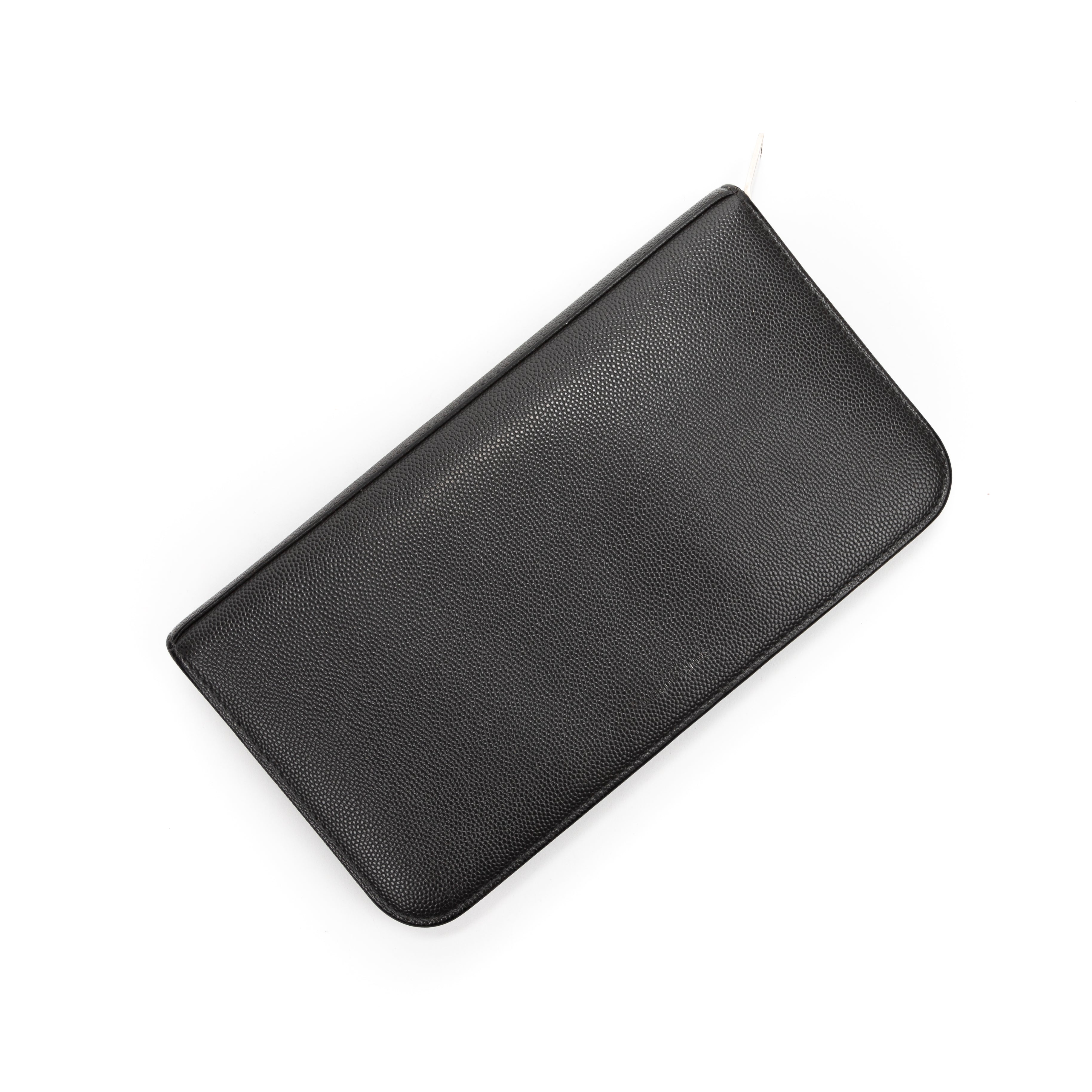 Wallet Zip Around Wallet Dark Grey Grained Leather