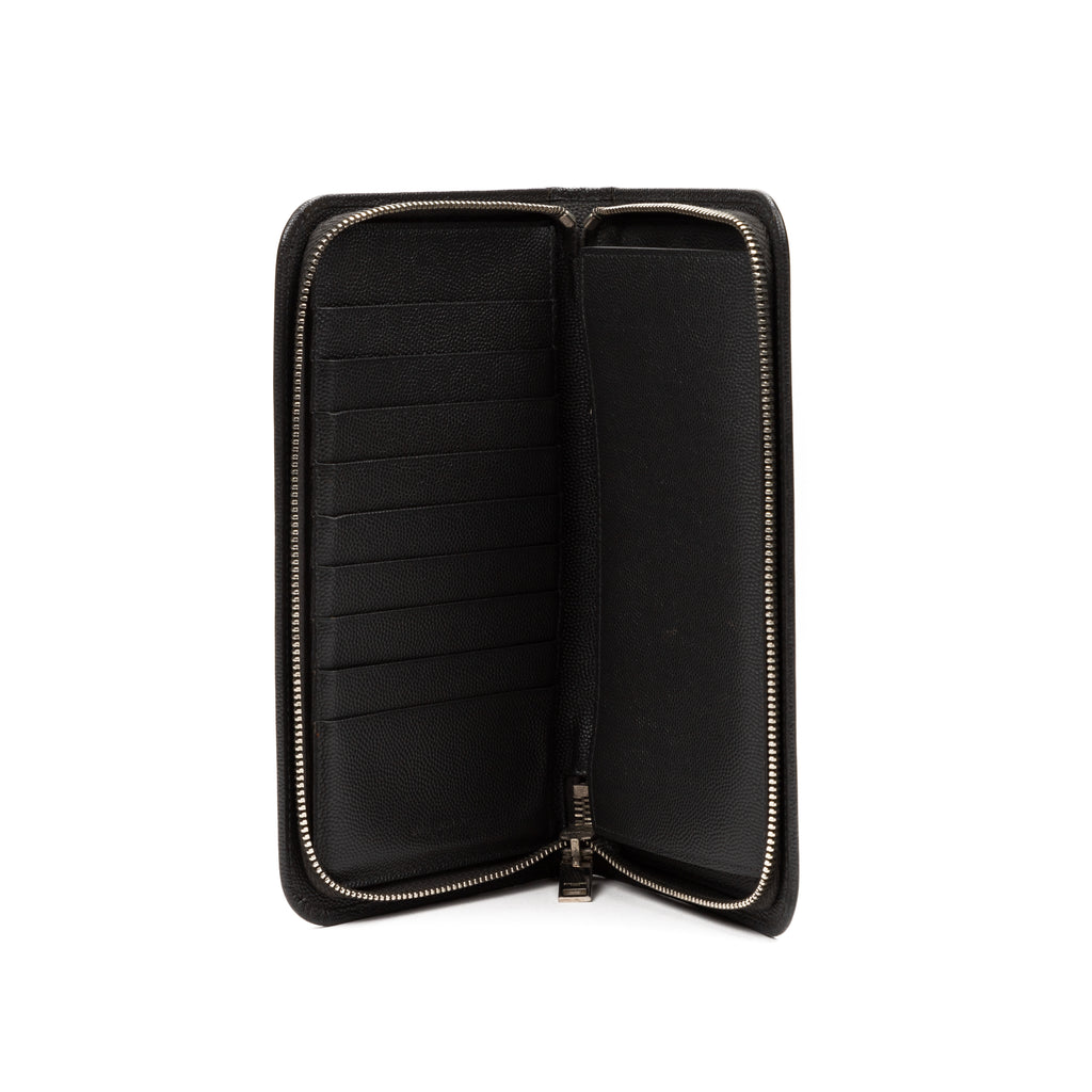 Wallet Zip Around Wallet Dark Grey Grained Leather