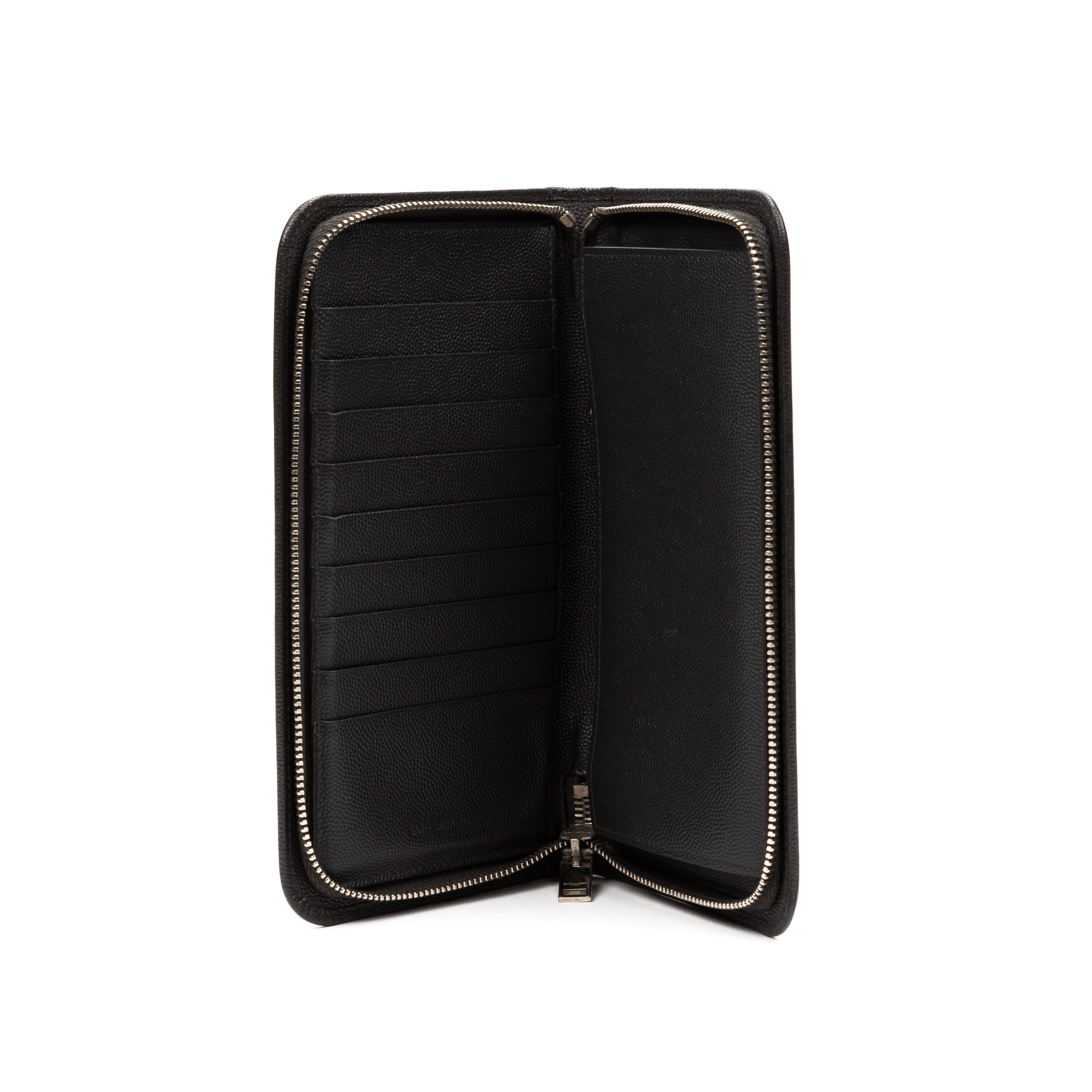 Wallet Zip Around Wallet Dark Grey Grained Leather
