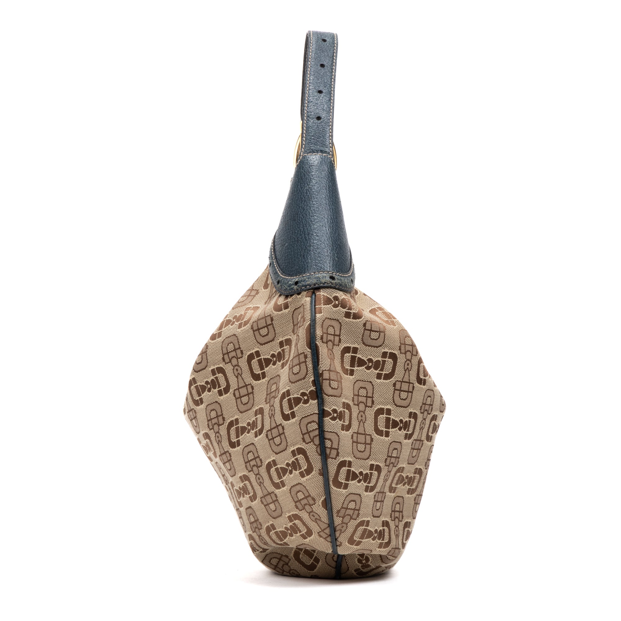 Shoulder Bag Large Glam Hobo Beige Horsebit Canvas