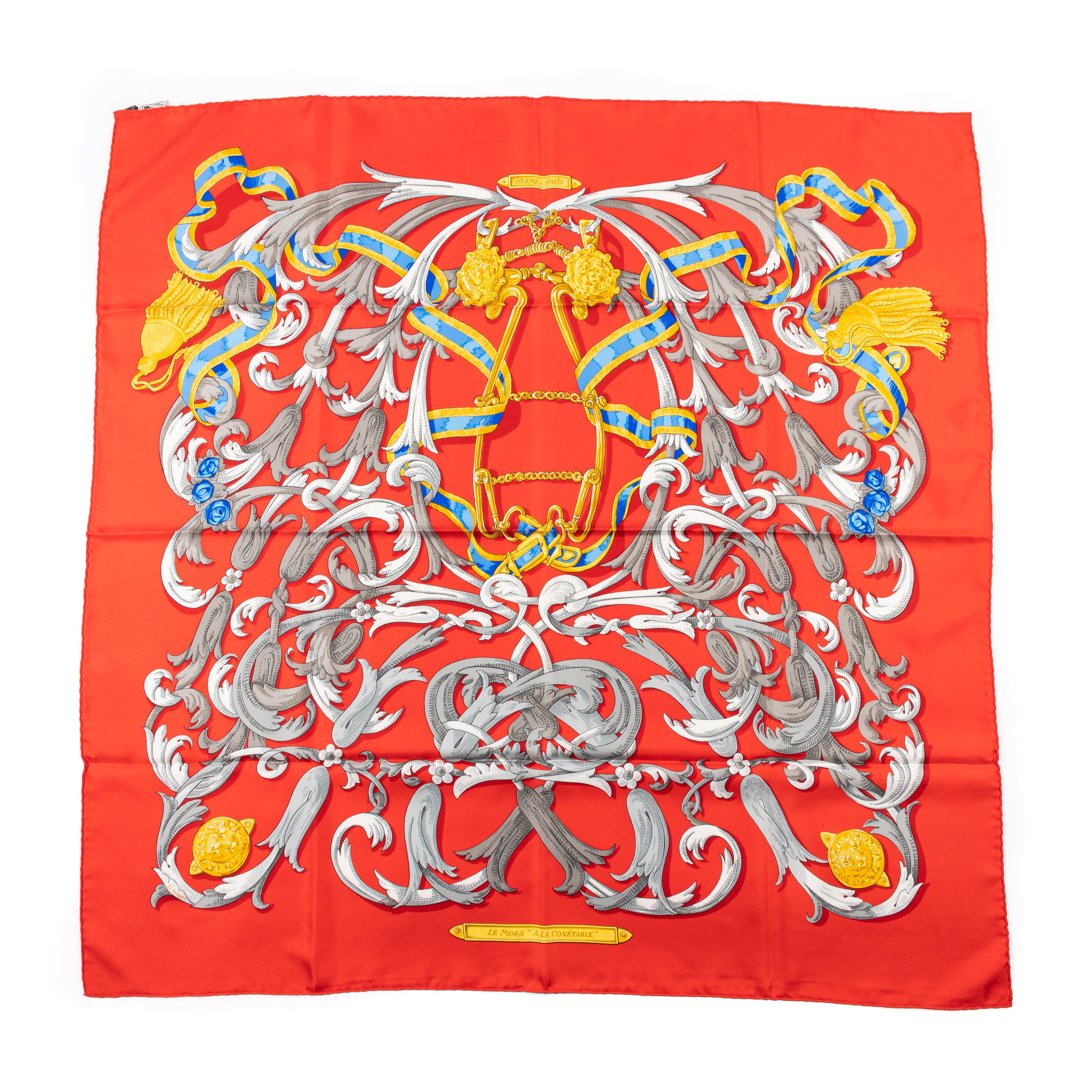Scarf Scarf Le Mors a la Conetable by Red 100% Twill Silk