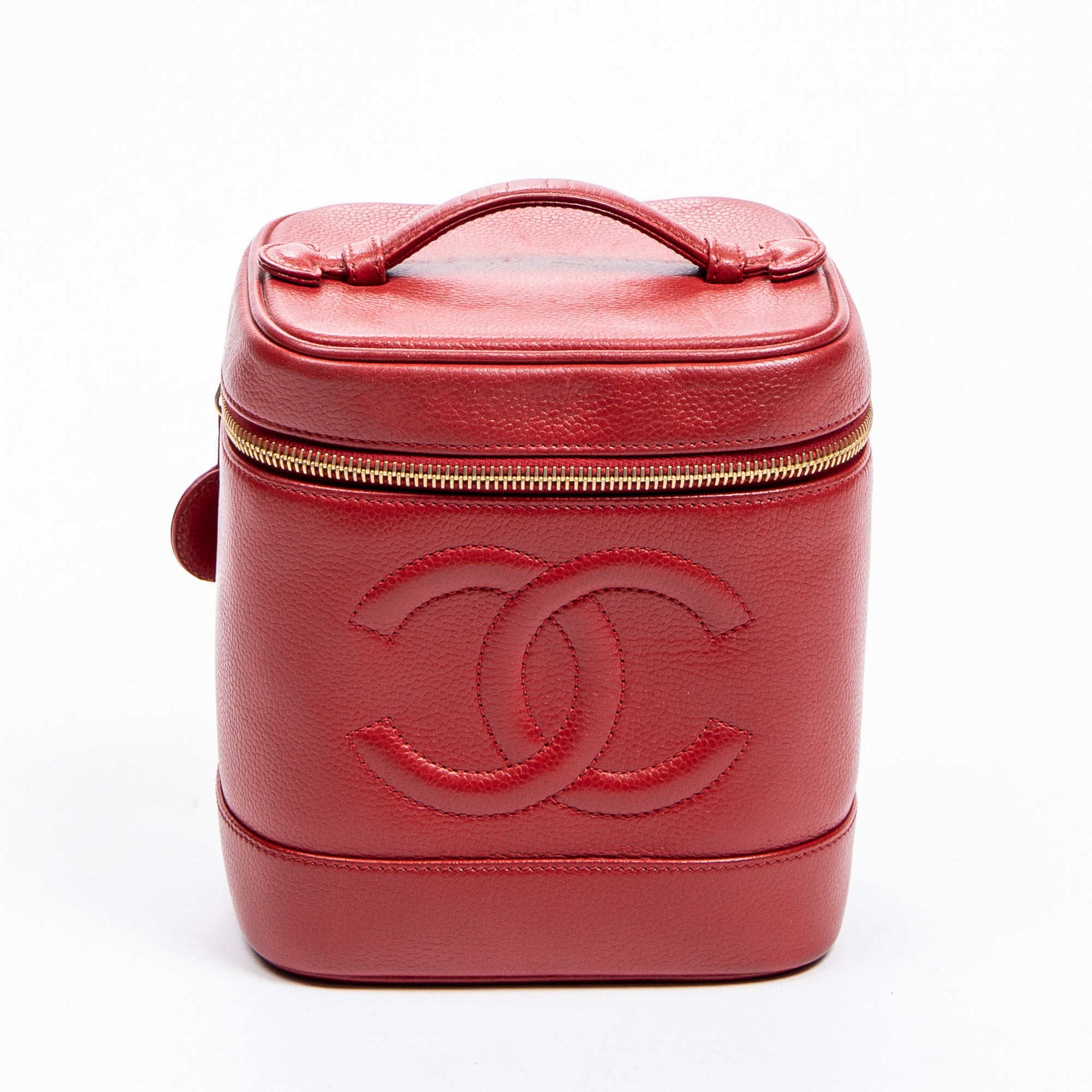 Estuche Pouch CC Vanity de cuero Caviar rojo