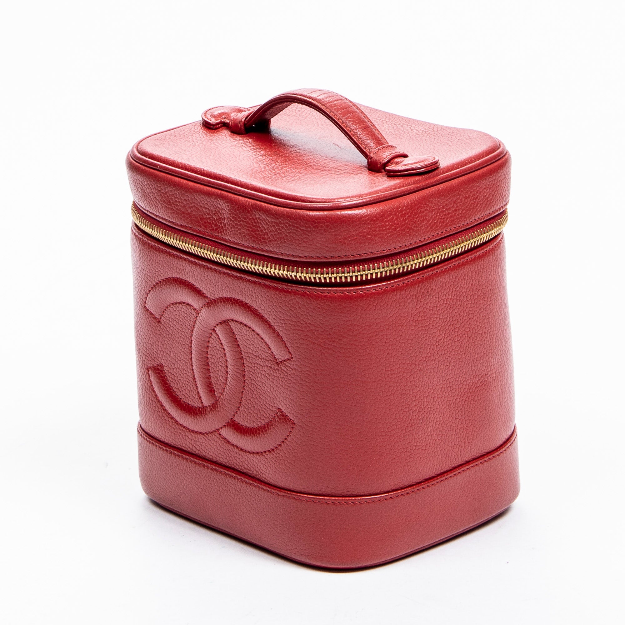 Estuche Pouch CC Vanity de cuero Caviar rojo