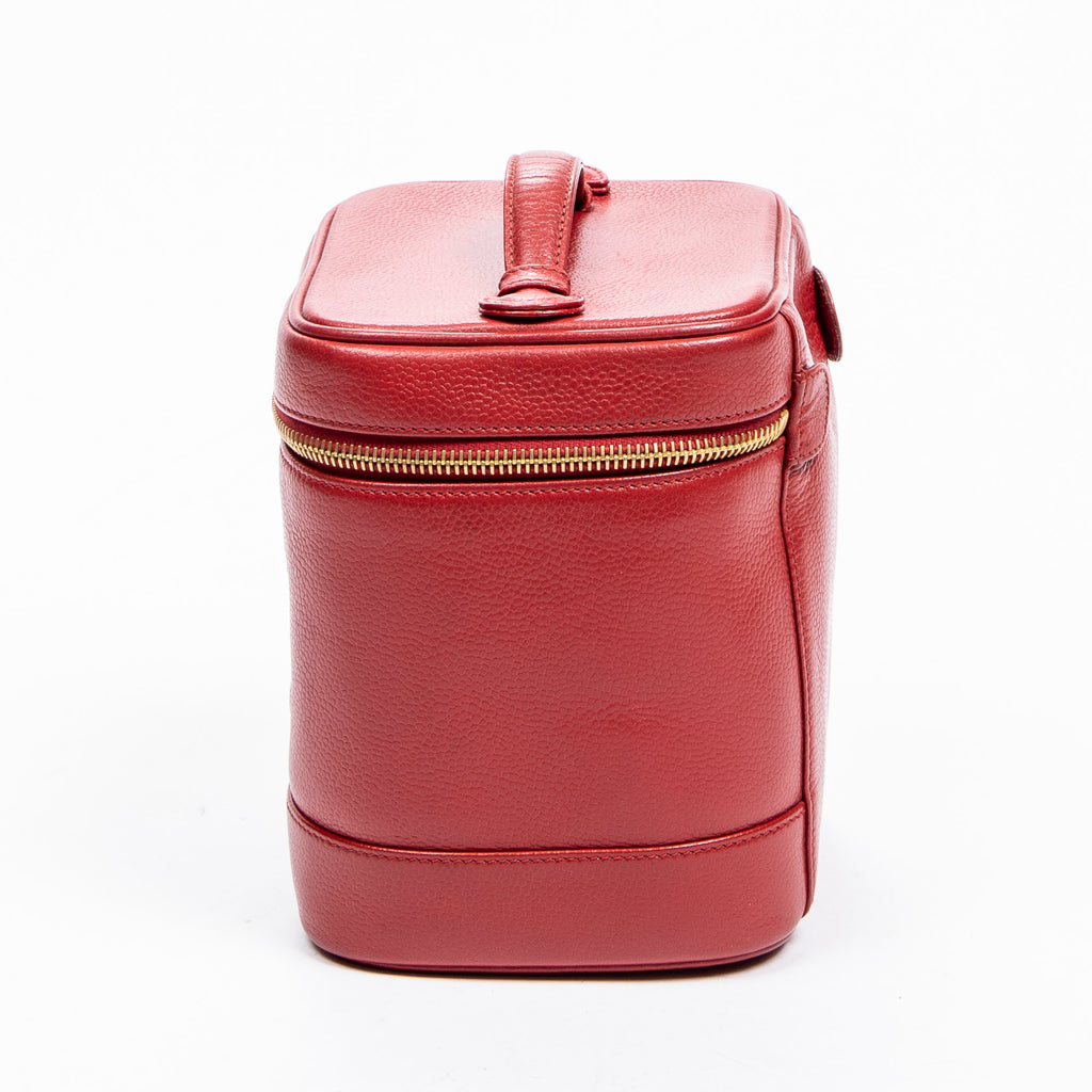Estuche Pouch CC Vanity de cuero Caviar rojo