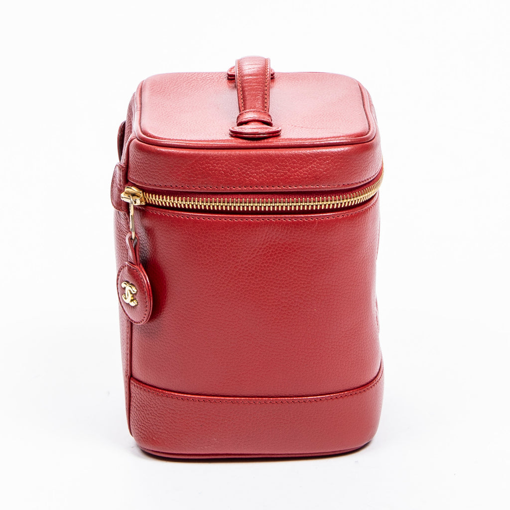 Estuche Pouch CC Vanity de cuero Caviar rojo