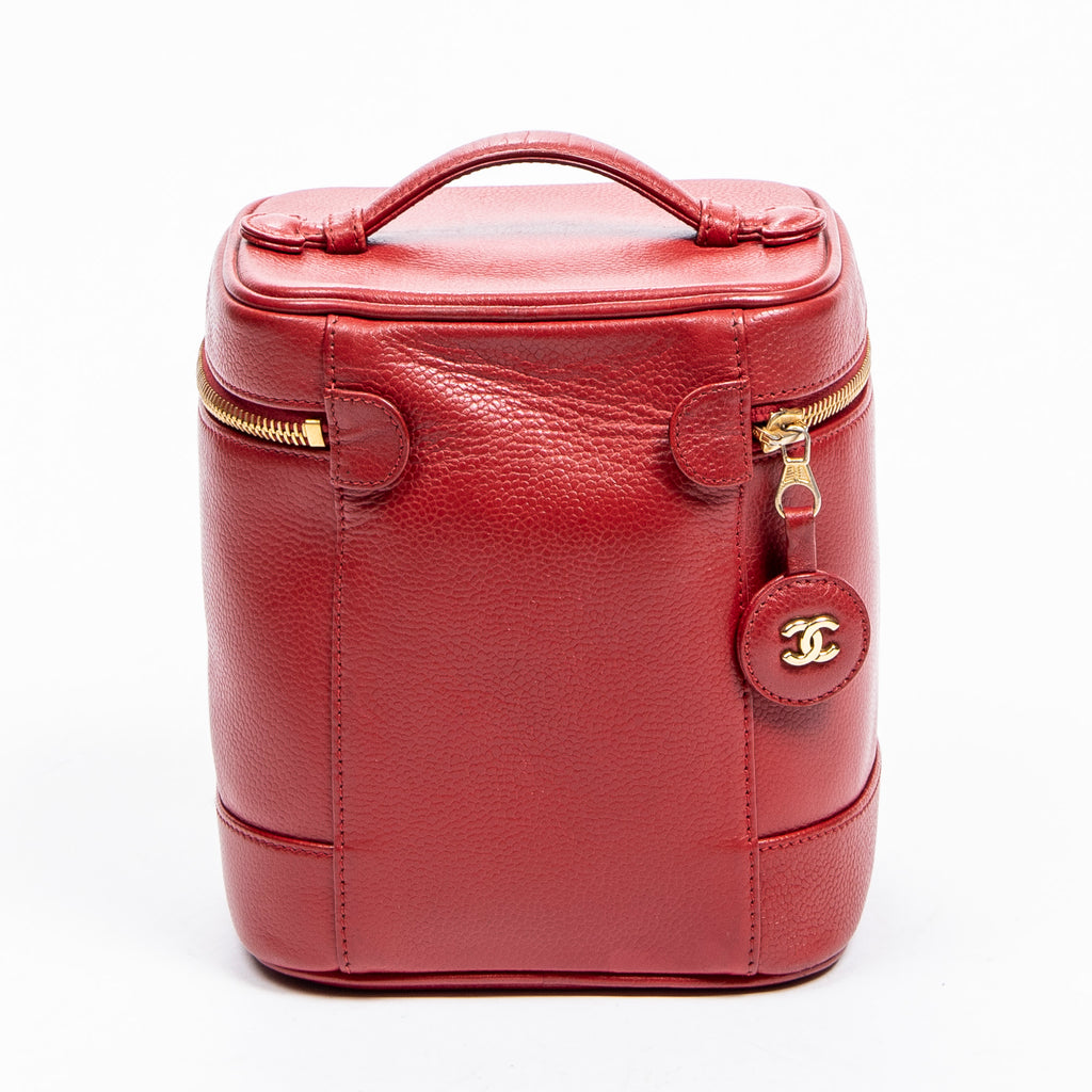 Estuche Pouch CC Vanity de cuero Caviar rojo