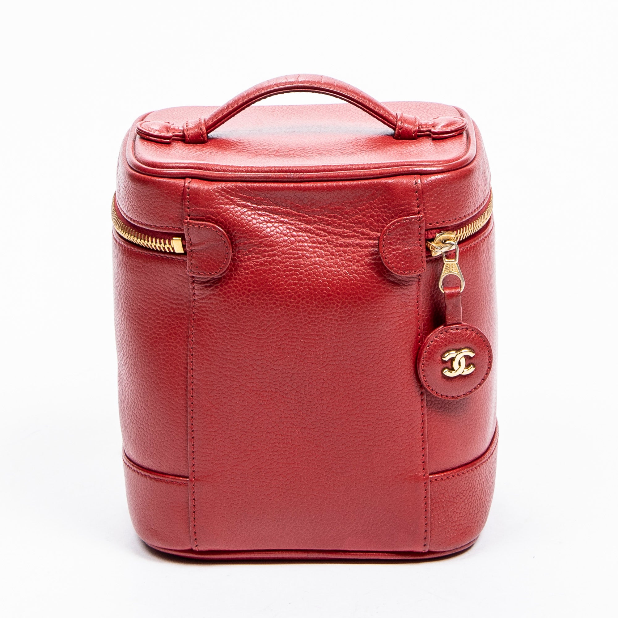 Estuche Pouch CC Vanity de cuero Caviar rojo