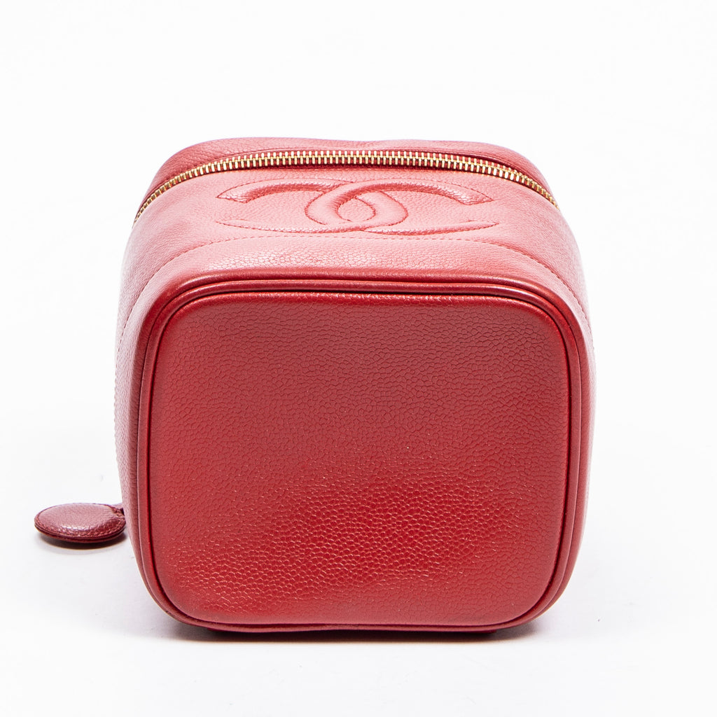 Estuche Pouch CC Vanity de cuero Caviar rojo