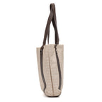 Shoulder Bag Shopping Tote Beige Logo Print Canvas