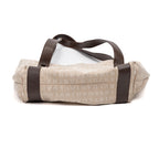 Shoulder Bag Shopping Tote Beige Logo Print Canvas