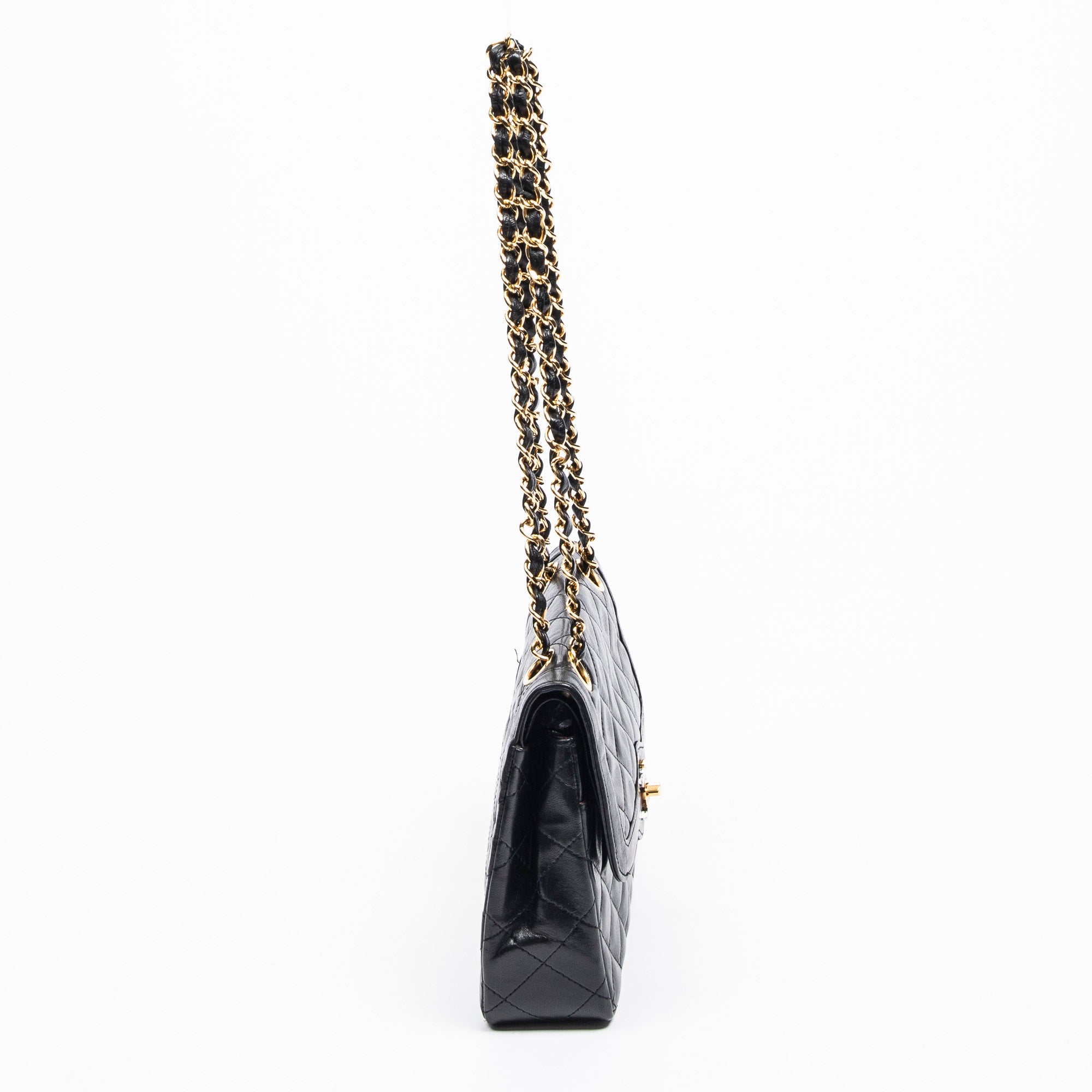 Shoulder Bag Paris Mini Double Flap Black Quilted Lambskin Leather